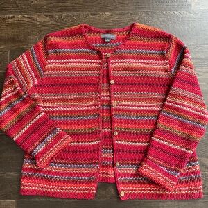 Vintage Northern Isles Chunky Knit Cardigan Beaded Buttons Size L